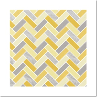 YELLOW AND GRAY SCANDI CHEVRONS Posters and Art